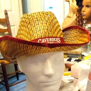 Cavender's Straw Cowboy Hat with Red Trim